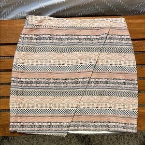 LOFT Striped Pink and Black Mini Skirt